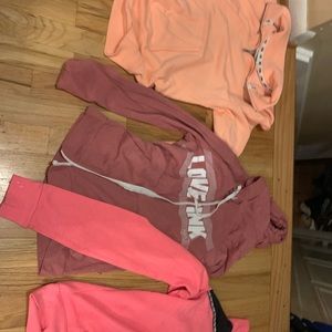 pink sweatshirt trio